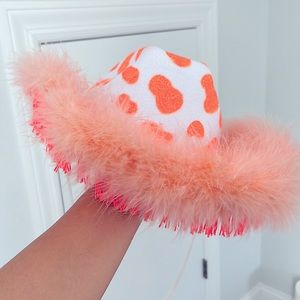 Cute orange cow print cowboy hat- Perfect for bachelorette parties!!!
